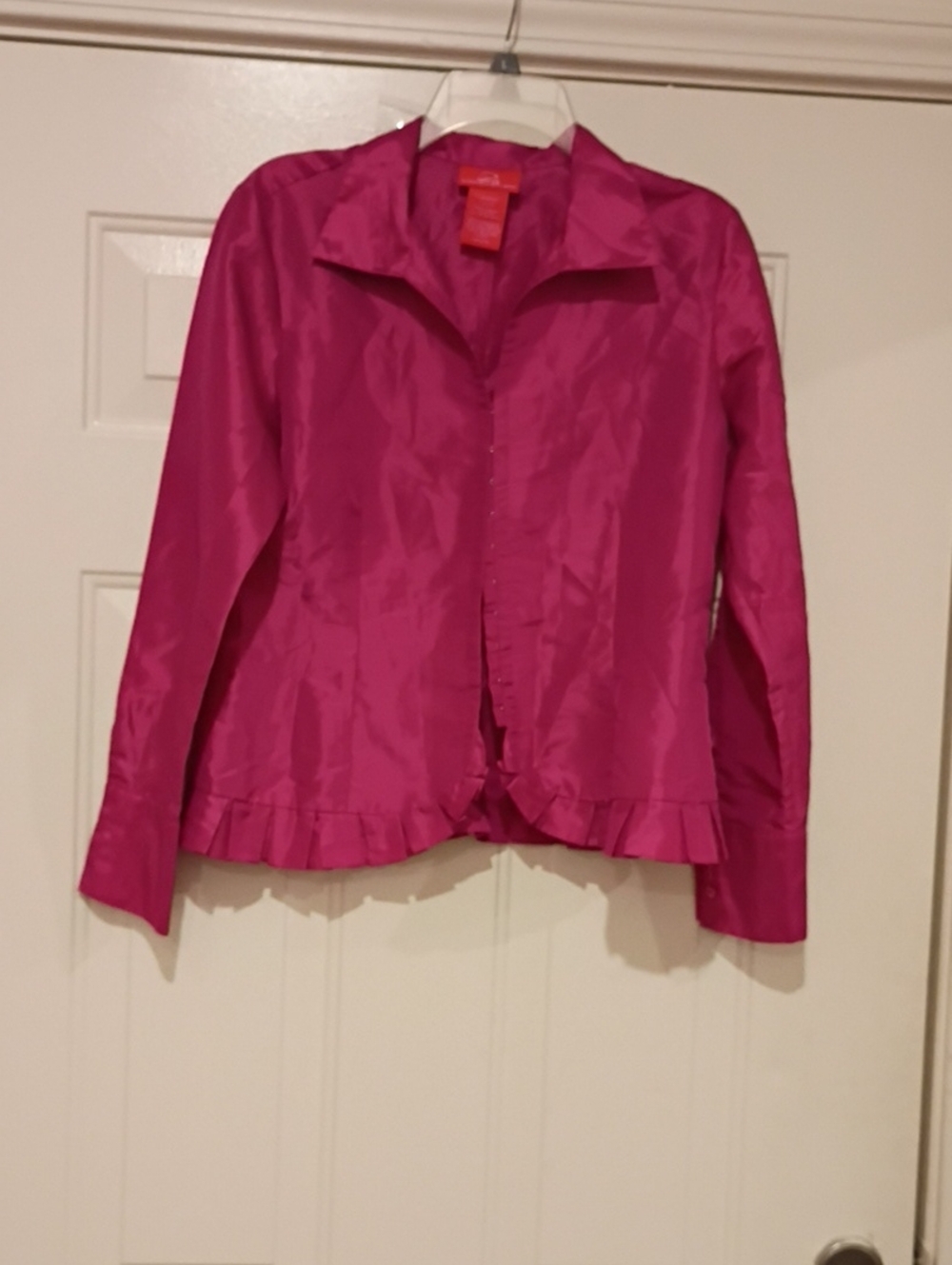 Oscar de la Renta Fuchsia Satin-Look Jacket
